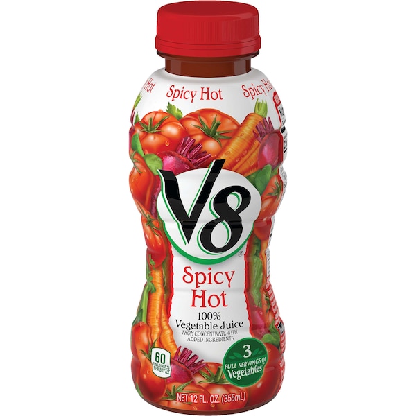 V8 Spicy Hot Vegetable Juice 12 oz. Bottle, PK12